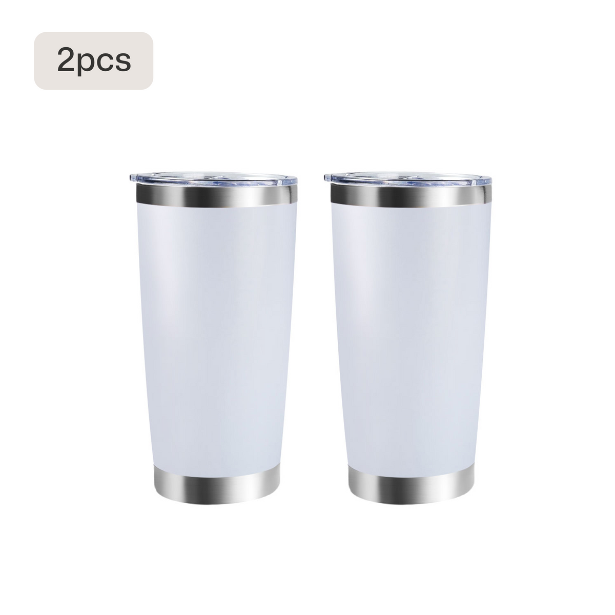 Vaso de acero inoxidable recubierto con tapa (1 ud / 2 uds)