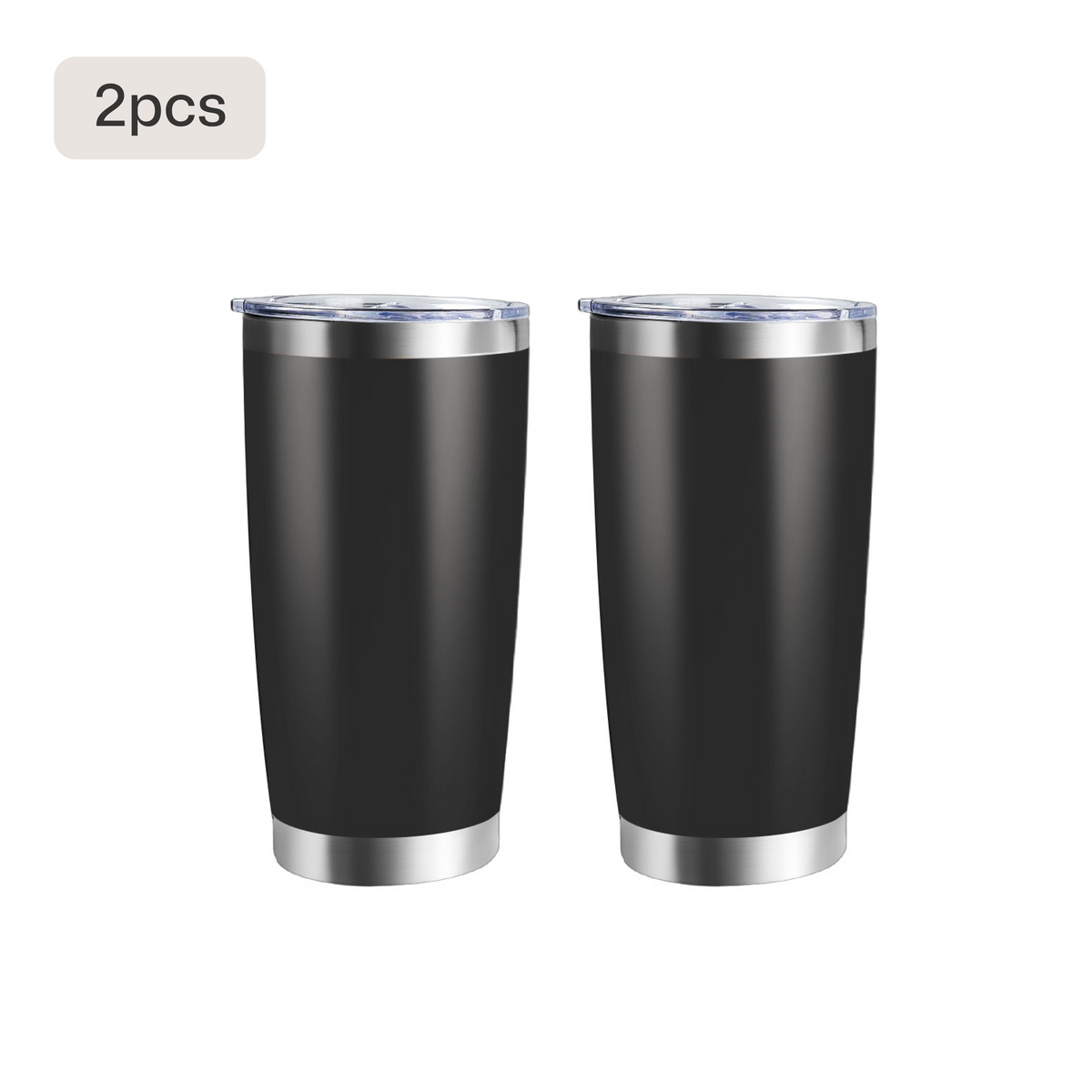 Vaso de acero inoxidable recubierto con tapa (1 ud / 2 uds)