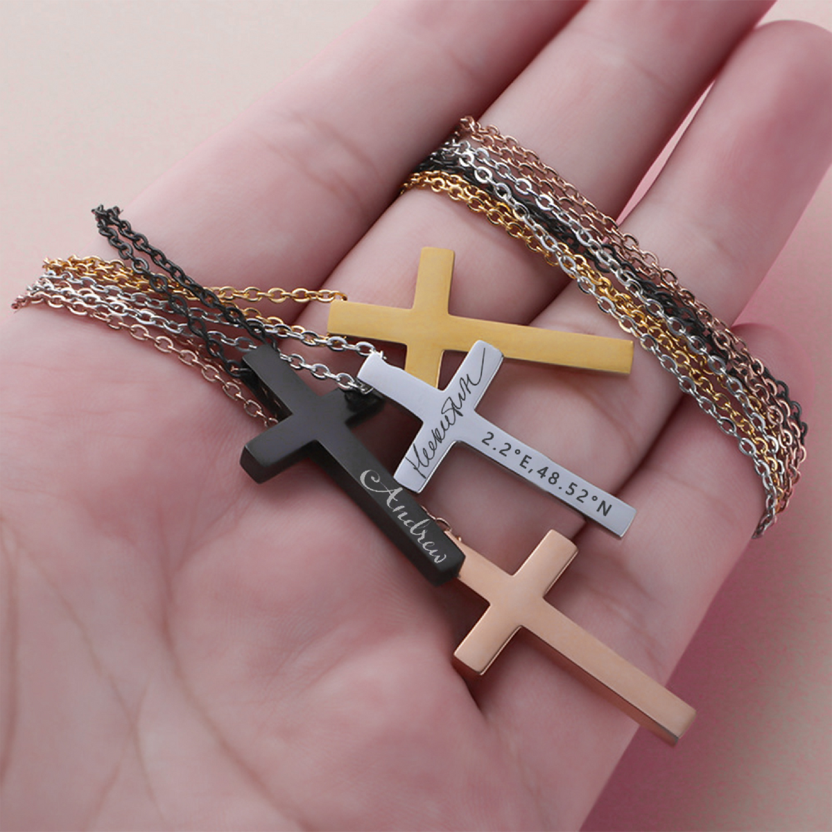 Stainless Steel Cross Pendant Necklace (8 pcs)
