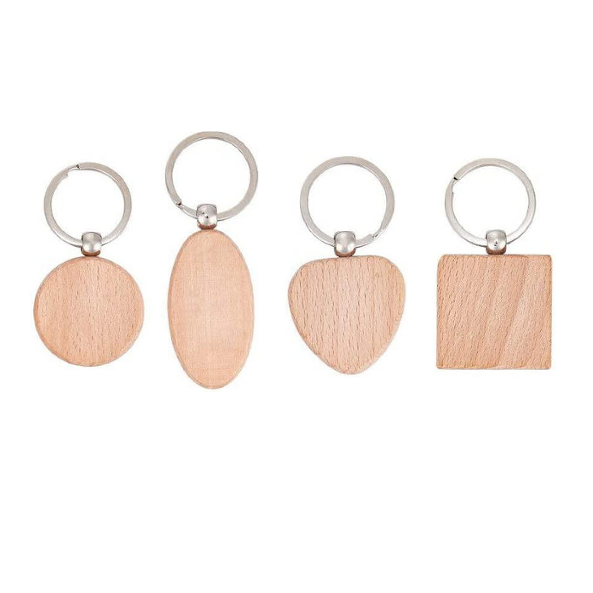 Random Blank Wooden Keychain (20pcs)