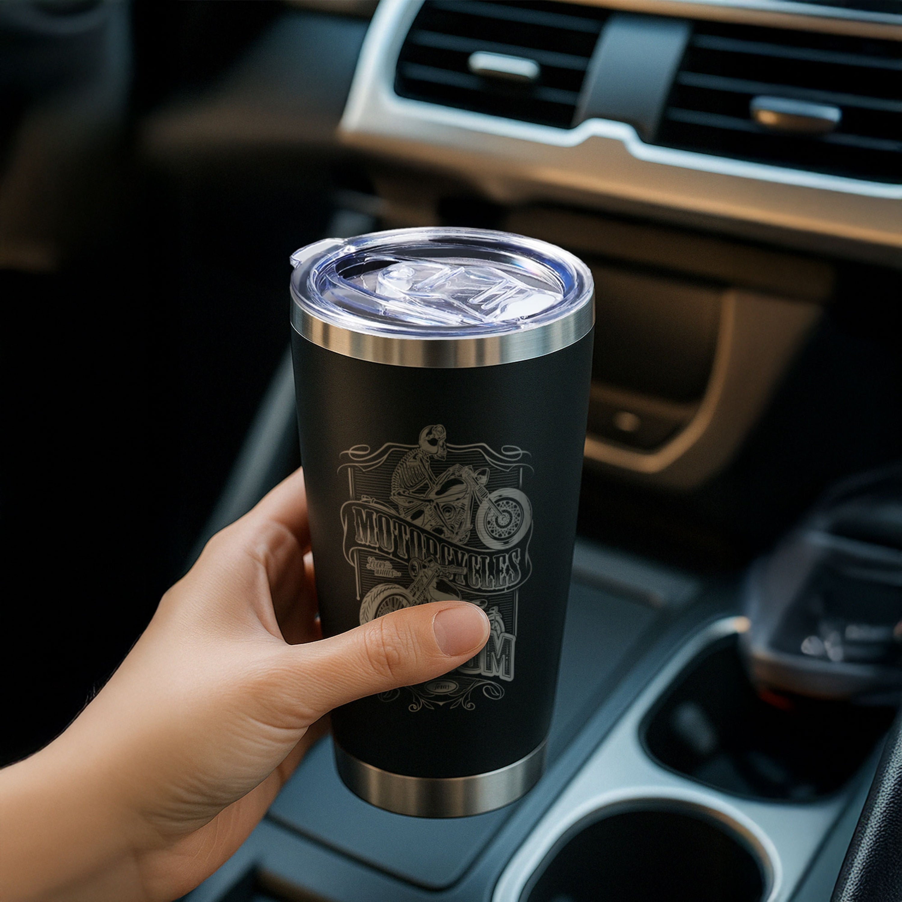 Coated Stainless Steel Tumbler with Lid (1pcs / 2pcs)