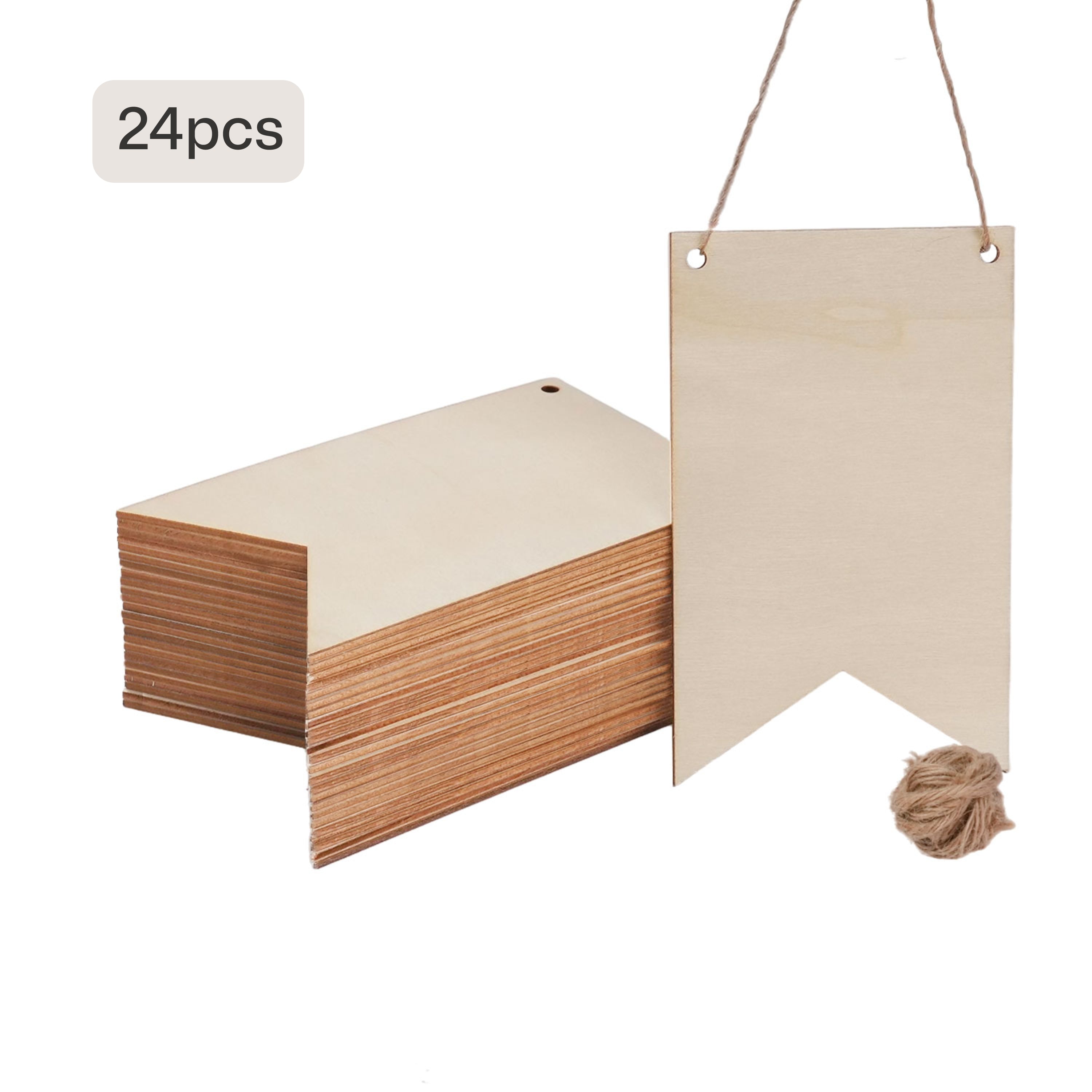 Blank Wood Pennant Signs (24pcs / 48pcs)