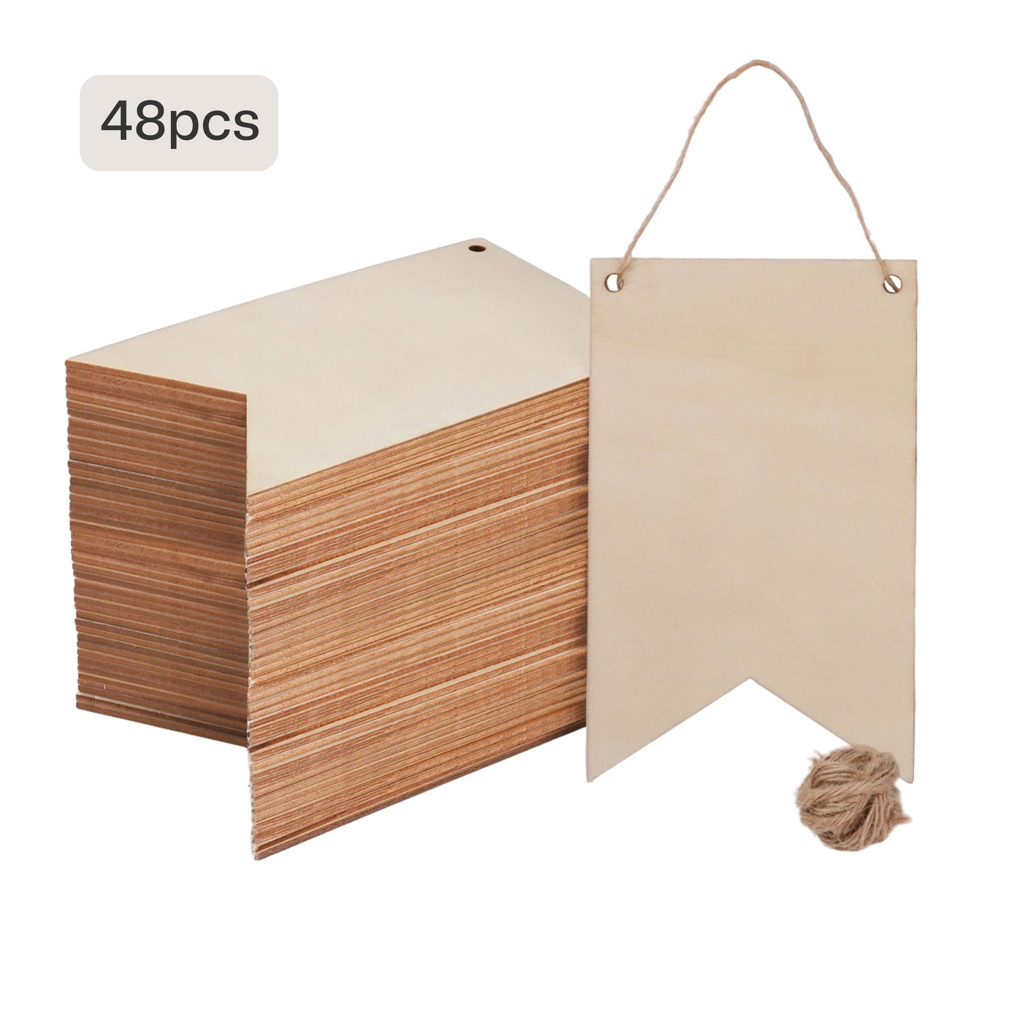 Blank Wood Pennant Signs (24pcs / 48pcs)