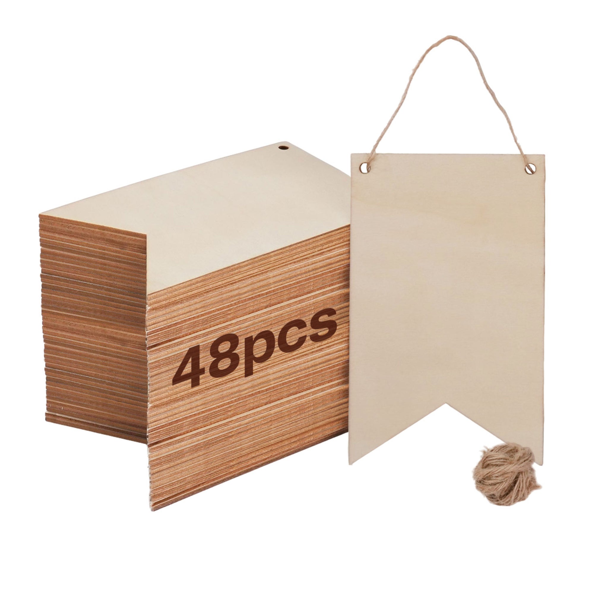 Blank Wood Pennant Signs (24pcs / 48pcs)