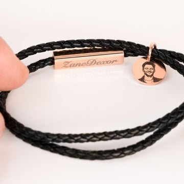 Pulsera de cuero trenzado con barra de acero inoxidable (2 unidades)