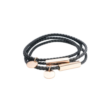 Pulsera de cuero trenzado con barra de acero inoxidable (2 unidades)