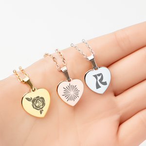 Stainless Steel Heart-Shaped Pendant Necklace (12pcs)