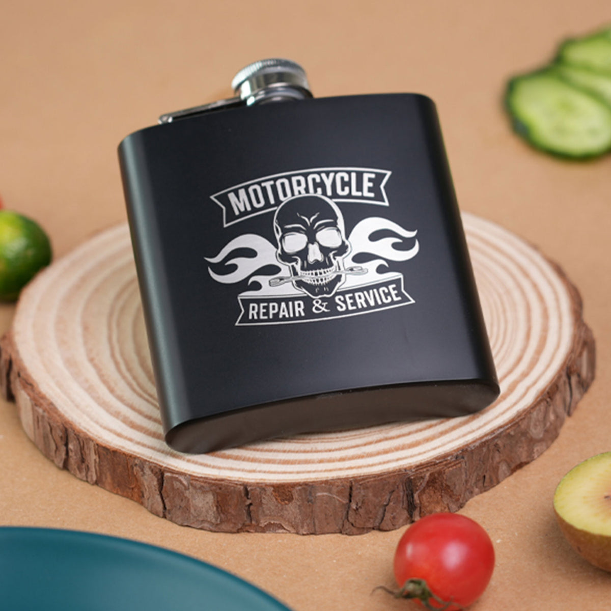 Stainless Steel Hip Flask with Funnel and Cups (6 oz)