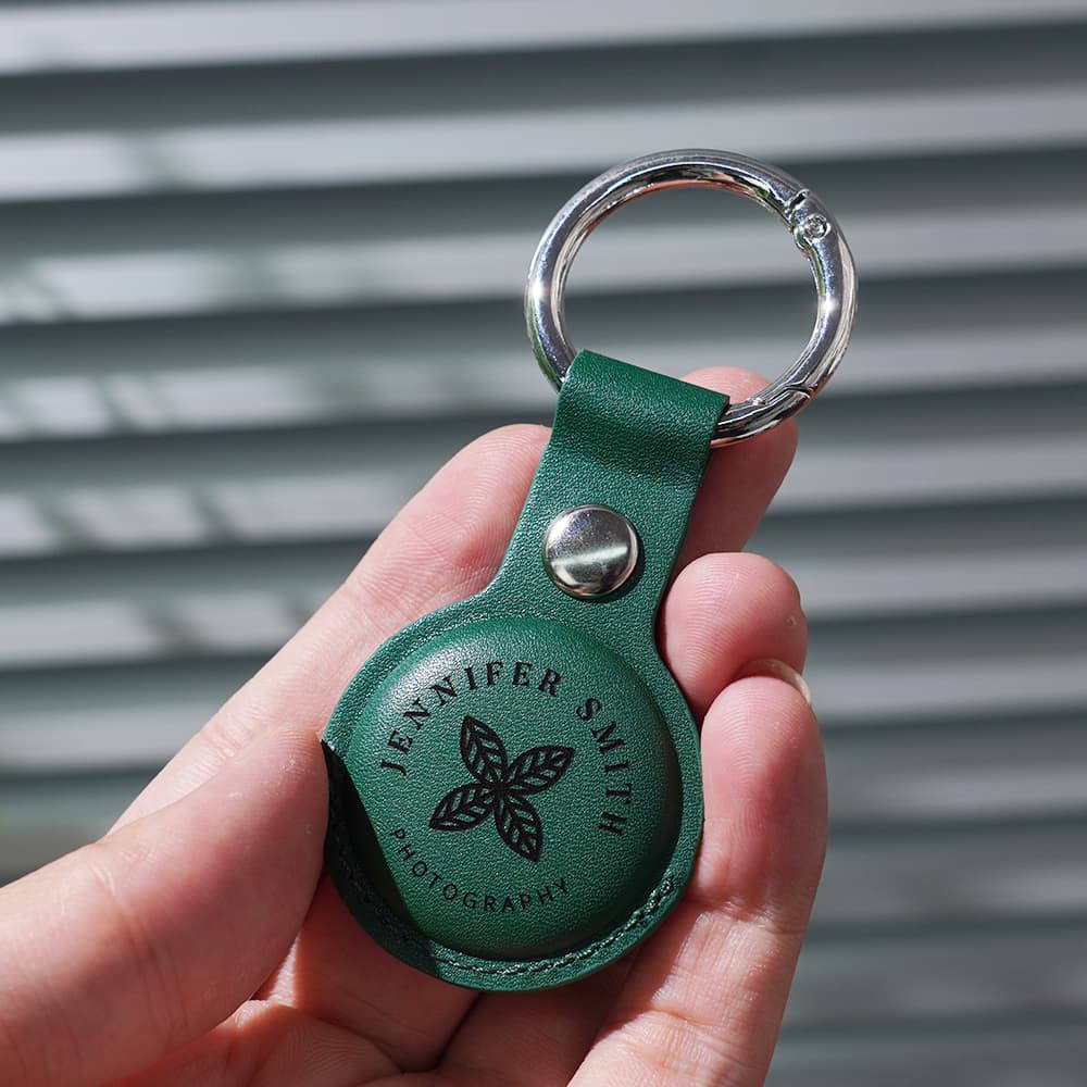 DIY Leather Anti-Lost Case for AirTag (2 Pcs) Green with Jennifer Smith Pattern