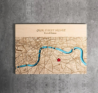 Custom wood engraved map keepsake made with LaserPecker LP4.