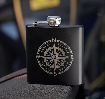 LaserPecker LP4 custom laser engraved metal hip flask.