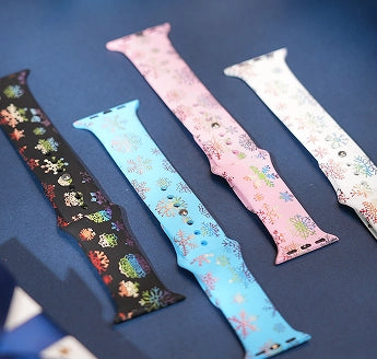 LaserPecker LP4 color engraved silicone apple watch bands artwork.