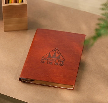 Custom leather journal cover laser engraved by LaserPecker LP4.
