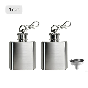 Petaca mini de acero inoxidable con embudo, llavero con petaca de bolsillo (1 oz)