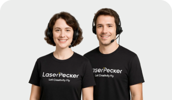 Two members of the LaserPecker service team.