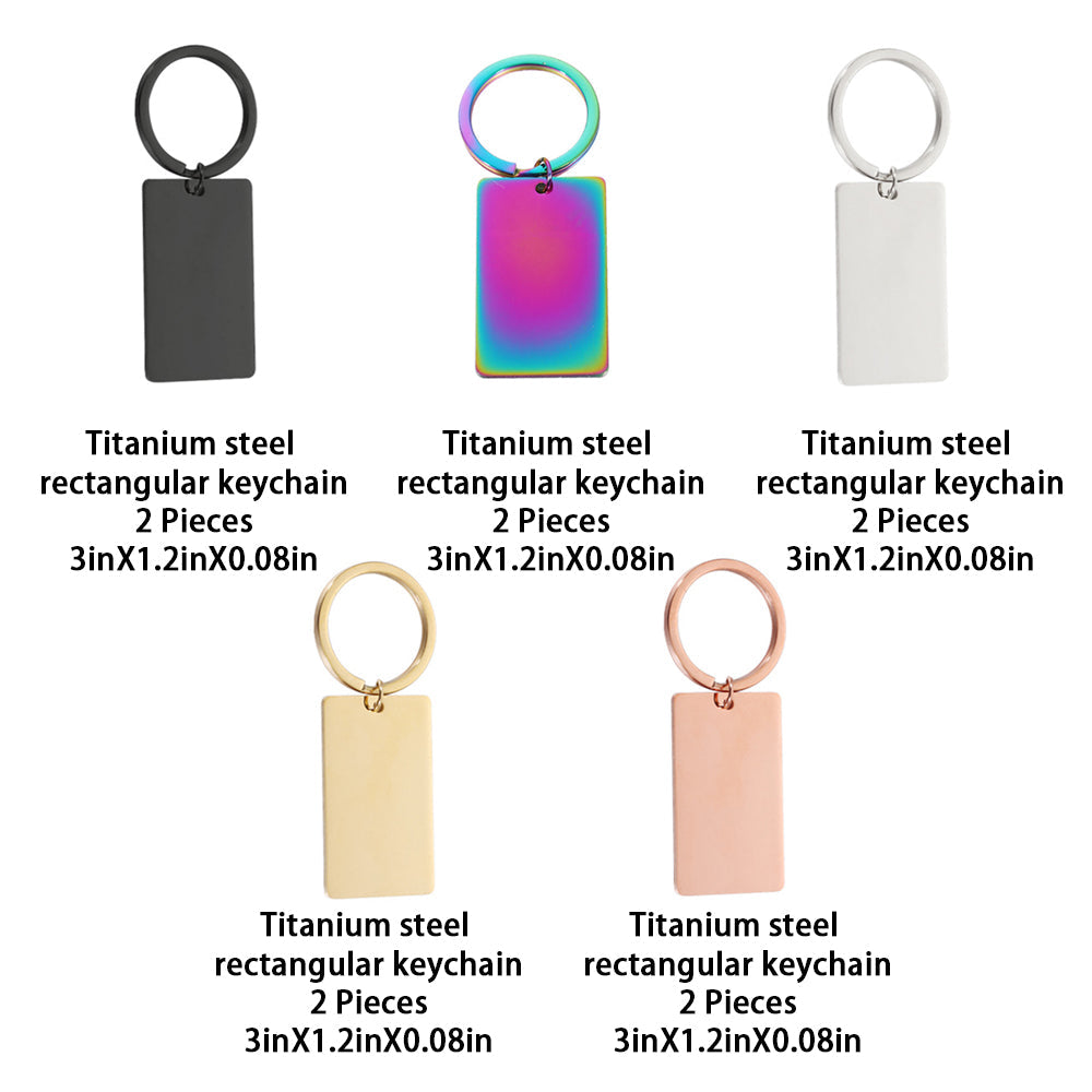 Titanium Steel Rectangular Keychain Size