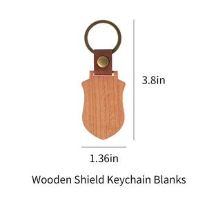 Wooden Shield Keychain Blanks Size