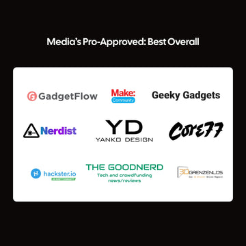 LaserPecker engraver is "Media's Pro-Approved: Best Overall," receiving endorsements from top tech and design outlets including GadgetFlow, Make: Community, Yanko Design, and Core77, among others.