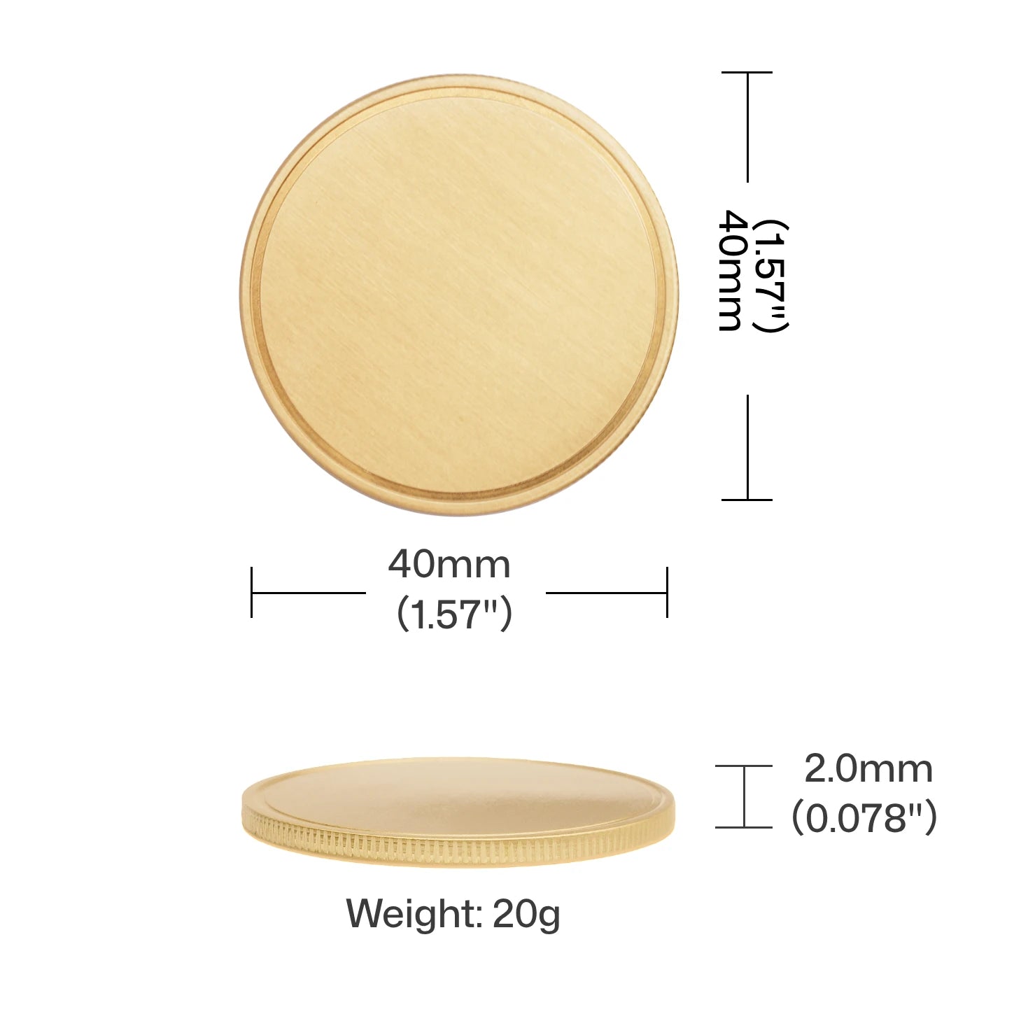 Monedas de latón en blanco (5 unidades / 10 unidades)