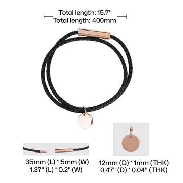 Pulsera de cuero trenzado con barra de acero inoxidable (2 unidades)