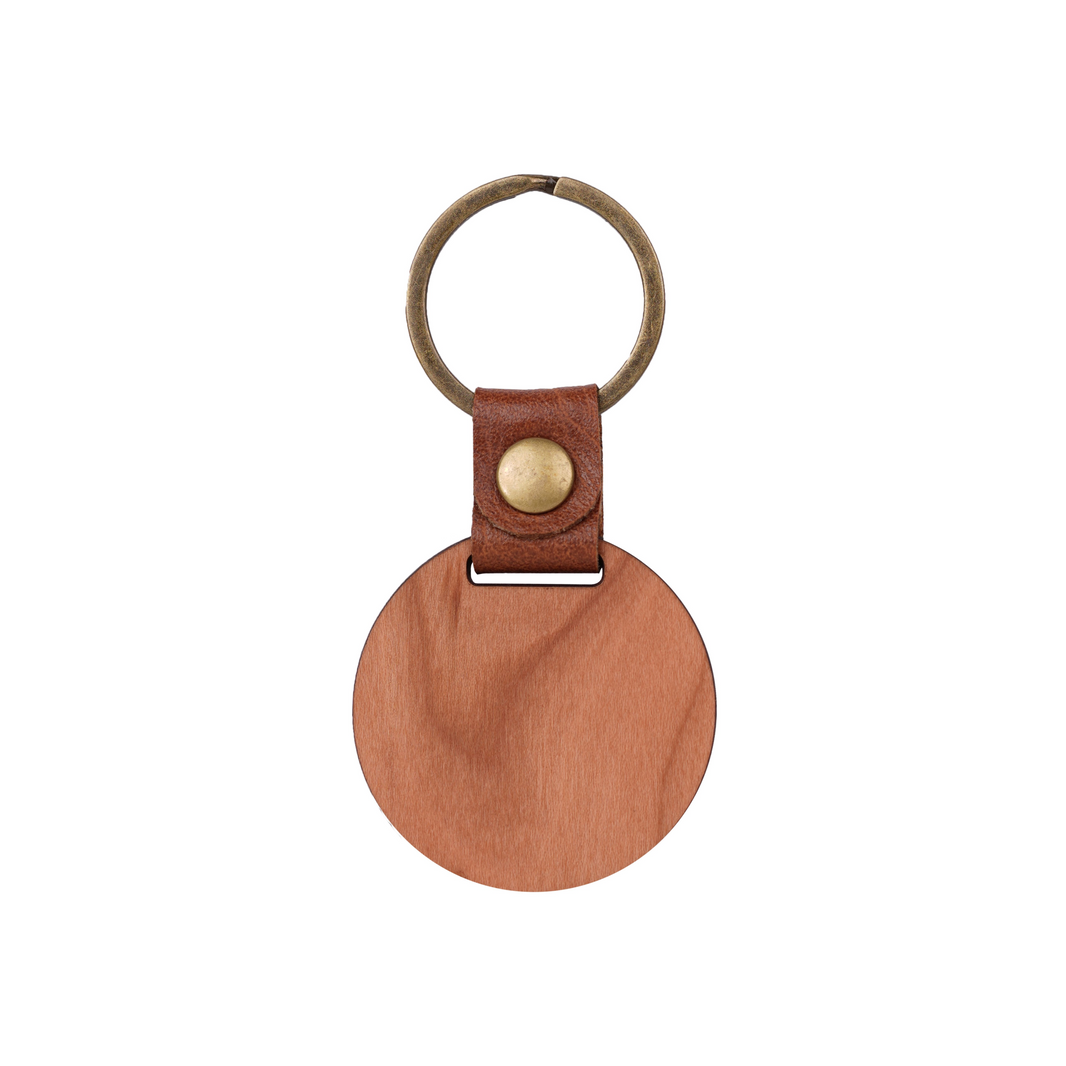 Llavero Circular de Madera de Cerezo DIY (10uds / 20uds)