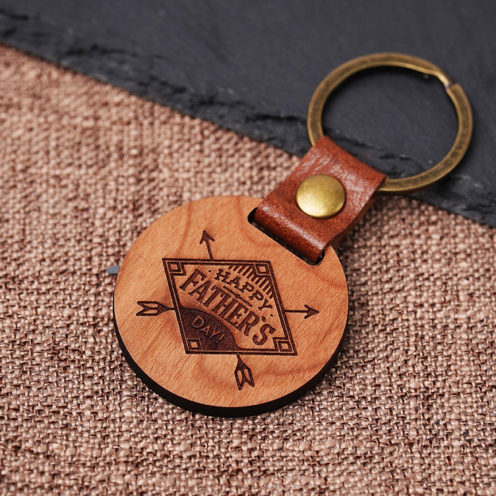 DIY Cherry Wood Circular Keychain (10pcs / 20pcs)