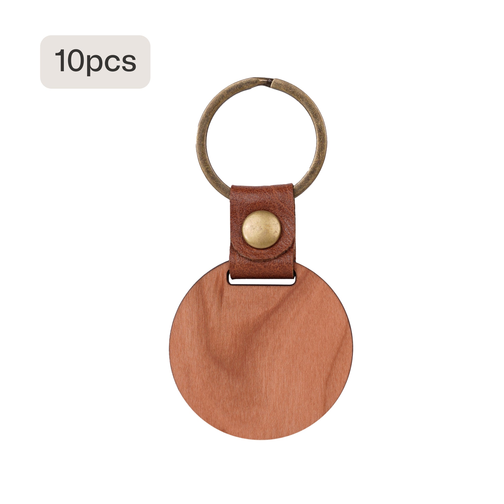 DIY Cherry Wood Circular Keychain (10pcs / 20pcs)