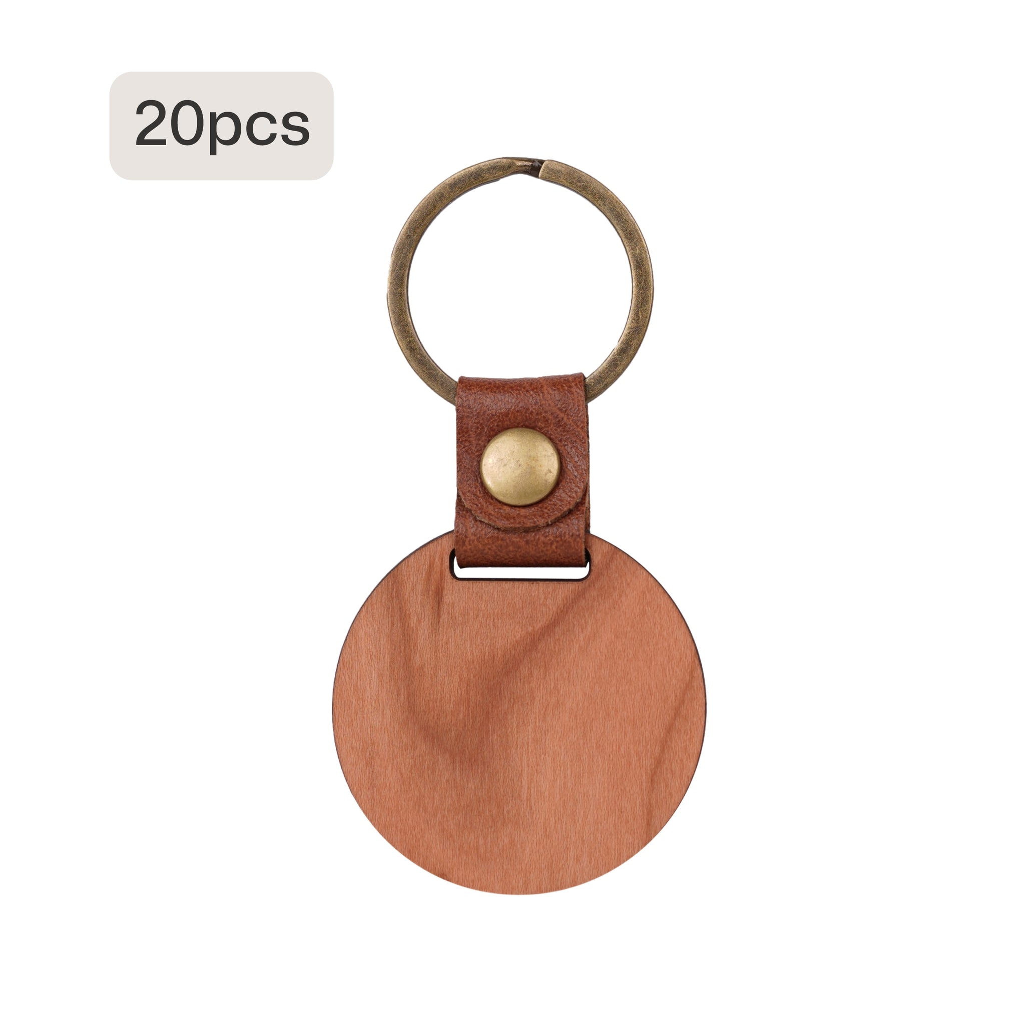 DIY Cherry Wood Circular Keychain (10pcs / 20pcs)
