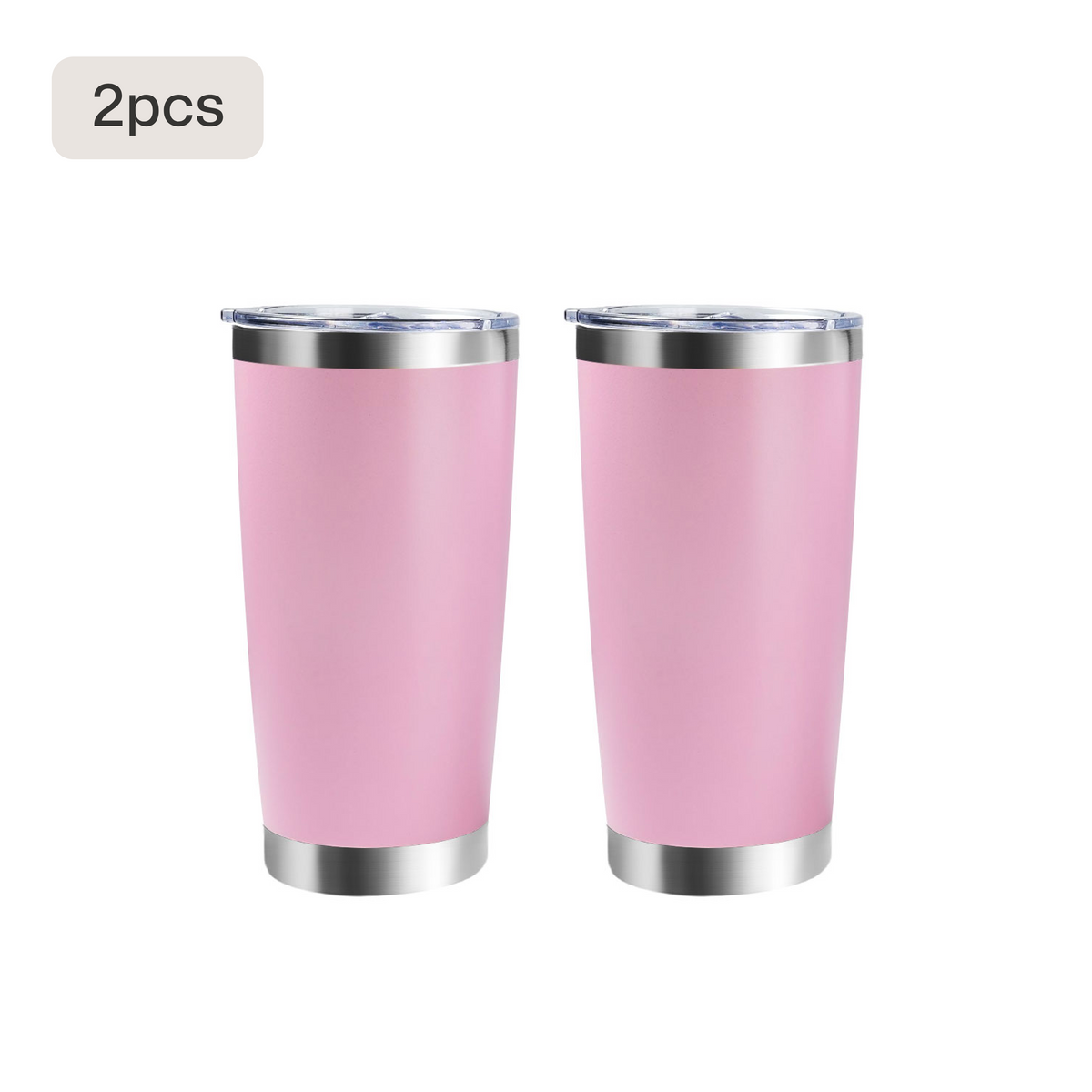 Vaso de acero inoxidable recubierto con tapa (1 ud / 2 uds)