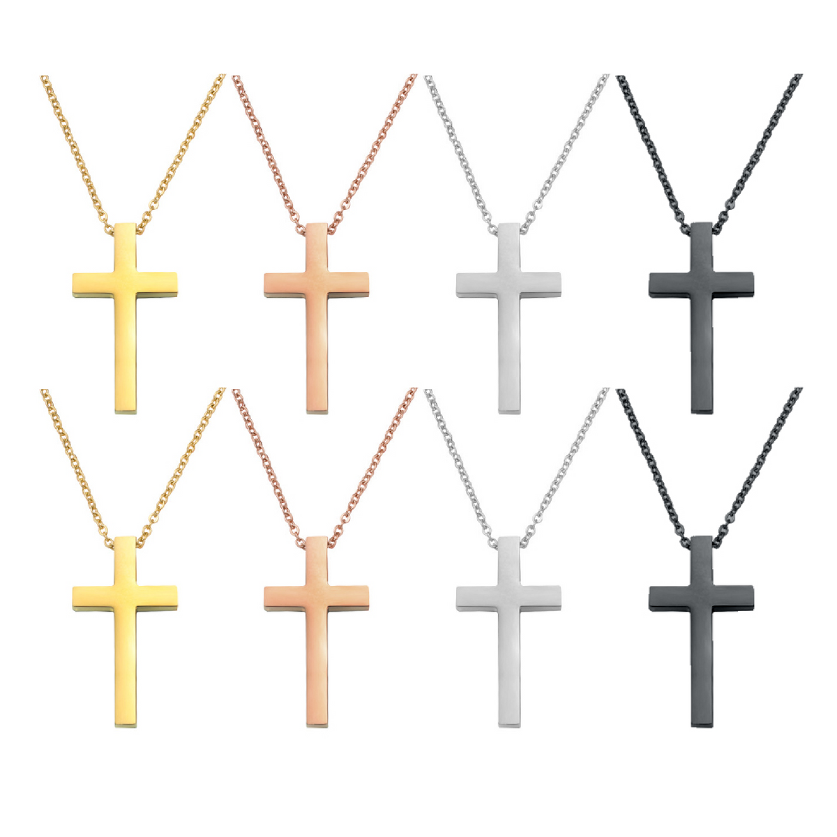 Stainless Steel Cross Pendant Necklace (8 pcs)