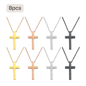 Stainless Steel Cross Pendant Necklace (8 pcs)