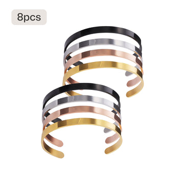 Pulseras de puño de acero inoxidable (8 piezas)