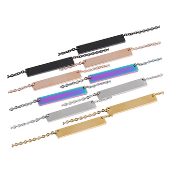Stainless Steel Horizontal Bar Necklace (10pcs)