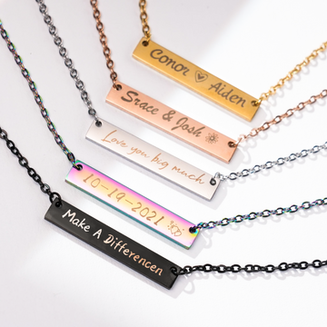 Stainless Steel Horizontal Bar Necklace (10pcs)