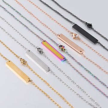 Stainless Steel Horizontal Bar Necklace (10pcs)