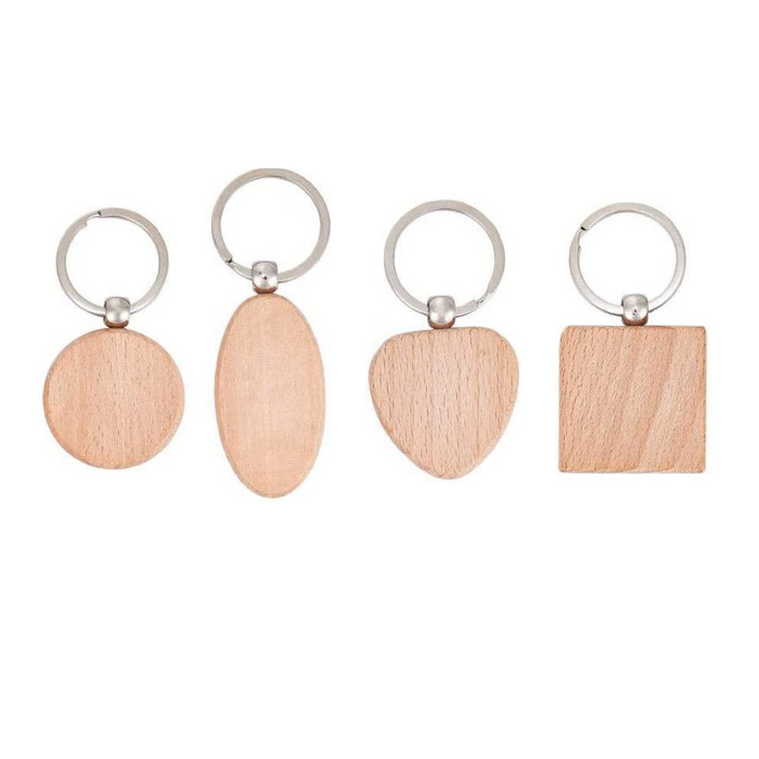 Random Blank Wooden Keychain (20pcs)
