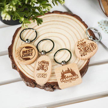 Random Blank Wooden Keychain (20pcs)