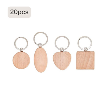 Random Blank Wooden Keychain (20pcs)