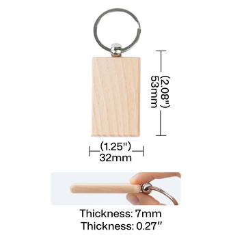 Llavero rectangular de madera en blanco (20 unidades / 40 unidades)