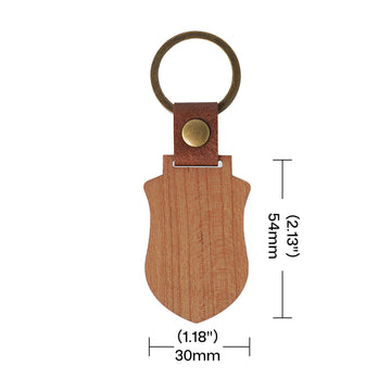 Llaveros de madera con forma de escudo en blanco (10 unidades / 20 unidades)