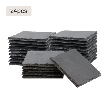 Posavasos Cuadrados de Pizarra Negra (6 piezas / 24 piezas)