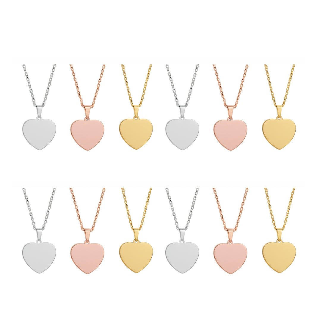 Collar con colgante de corazón de acero inoxidable (12 unidades)